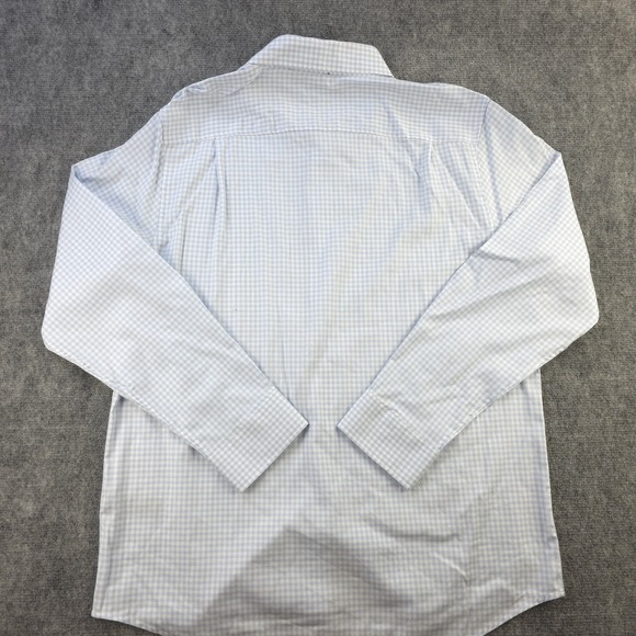 Porter + Ash Shirt Large Blue Gingham Check Long Sleeve Button Up Stretch - Picture 7 of 8